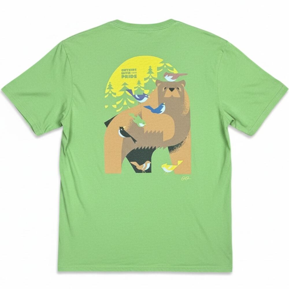 REI Outside With Pride Bear Adult Unisex Large Green Outdoor Camping T Shirt
